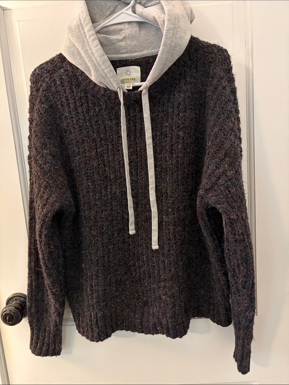 OFFLINE by Aerie oversized Speckled Knit Hoodie Sweater Size XS